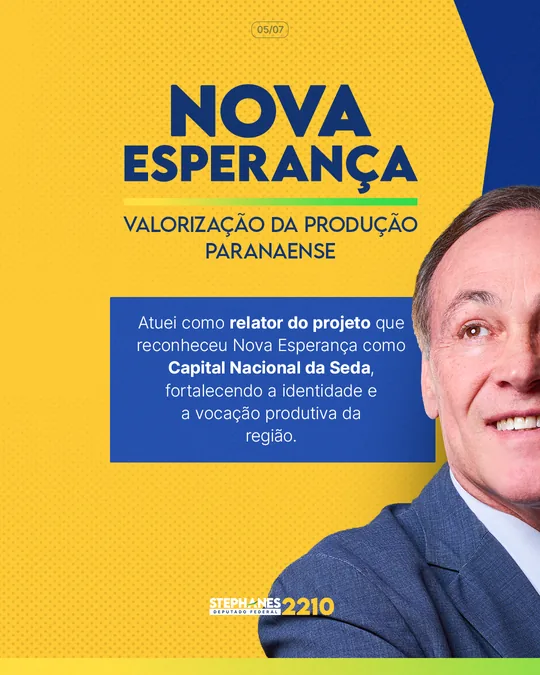 Card: nova esperança, capital nacional da seda